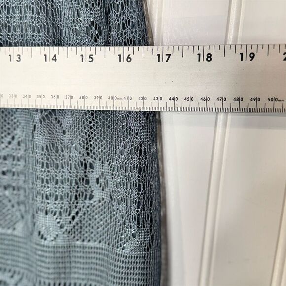Vintage Y2K Caroline Wells Blue Crochet Lace Midi Dress Cottagecore Boho S/M - Picture 5 of 6
